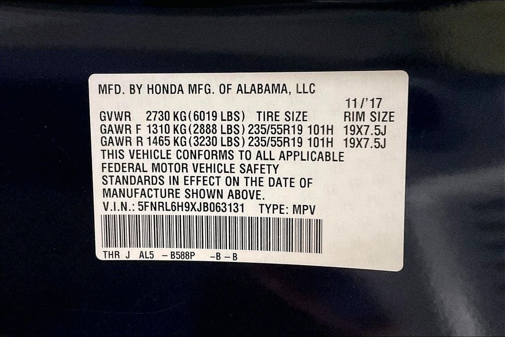 2018 Honda Odyssey Elite